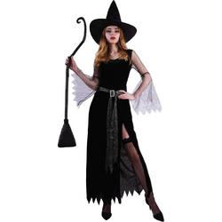 Halloween Tiener Heksen Jurkje Darkness Witch Maat 164-172